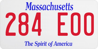 MA license plate 284EO0
