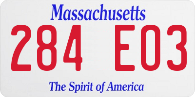 MA license plate 284EO3