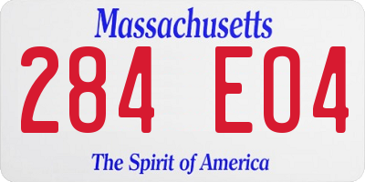 MA license plate 284EO4