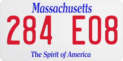 MA license plate 284EO8