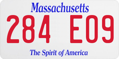 MA license plate 284EO9