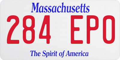 MA license plate 284EP0