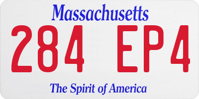 MA license plate 284EP4