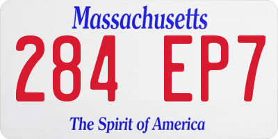 MA license plate 284EP7