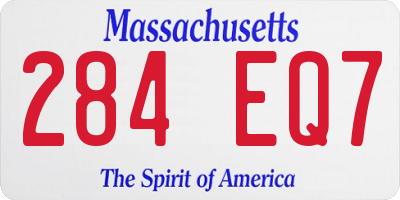 MA license plate 284EQ7