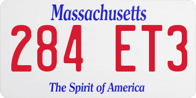 MA license plate 284ET3