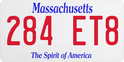 MA license plate 284ET8