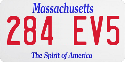 MA license plate 284EV5