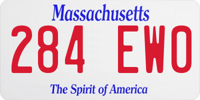 MA license plate 284EW0