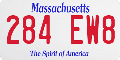 MA license plate 284EW8