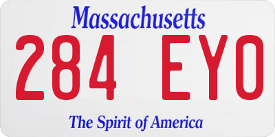MA license plate 284EY0