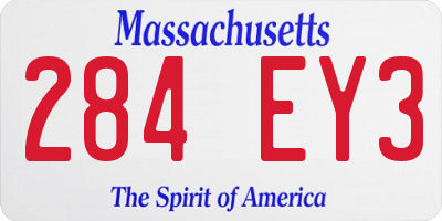 MA license plate 284EY3