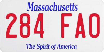 MA license plate 284FA0