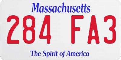 MA license plate 284FA3