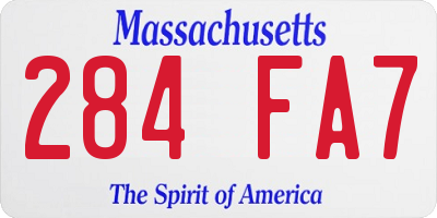 MA license plate 284FA7