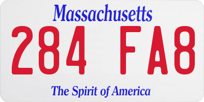 MA license plate 284FA8