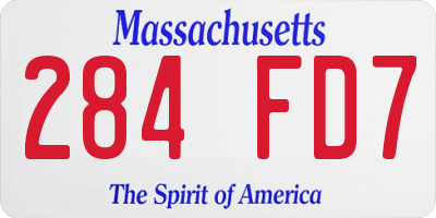 MA license plate 284FD7