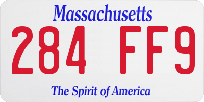 MA license plate 284FF9