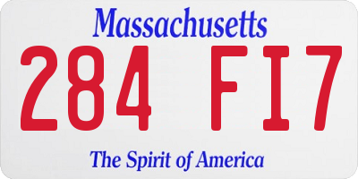 MA license plate 284FI7