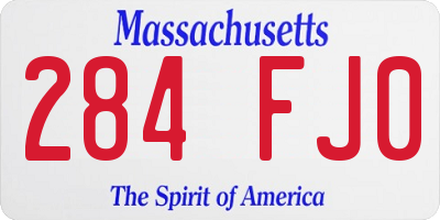 MA license plate 284FJ0