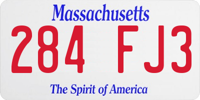 MA license plate 284FJ3