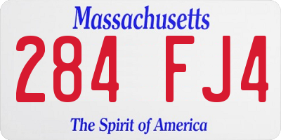 MA license plate 284FJ4