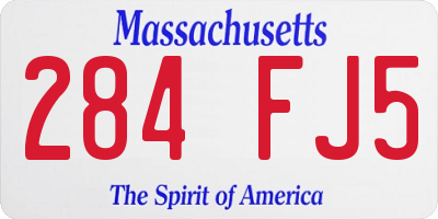MA license plate 284FJ5