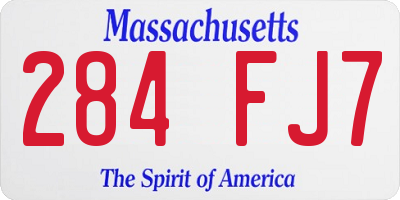 MA license plate 284FJ7