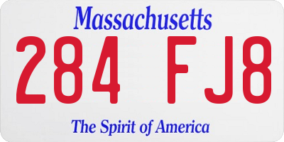 MA license plate 284FJ8