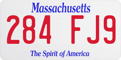 MA license plate 284FJ9