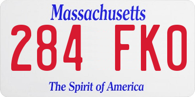 MA license plate 284FK0