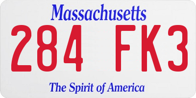 MA license plate 284FK3