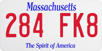 MA license plate 284FK8