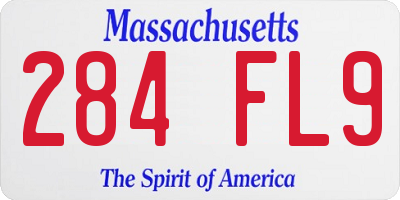 MA license plate 284FL9