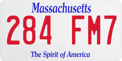 MA license plate 284FM7