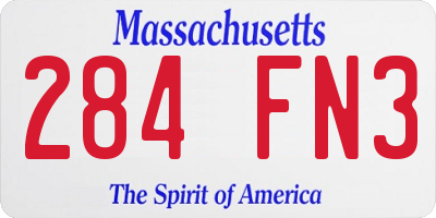 MA license plate 284FN3
