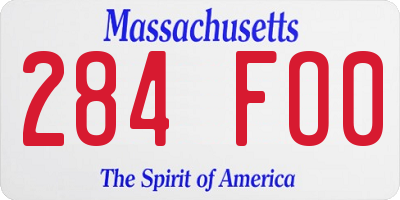 MA license plate 284FO0