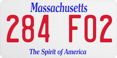 MA license plate 284FO2