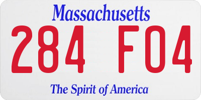 MA license plate 284FO4
