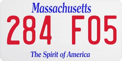 MA license plate 284FO5