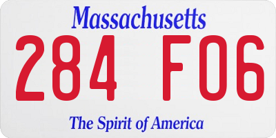 MA license plate 284FO6
