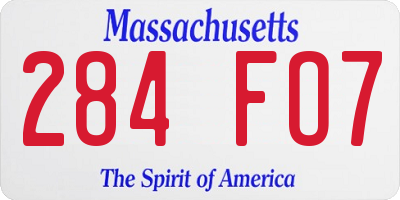 MA license plate 284FO7