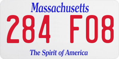 MA license plate 284FO8