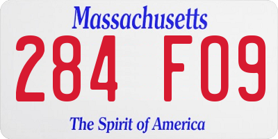 MA license plate 284FO9