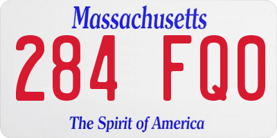MA license plate 284FQ0