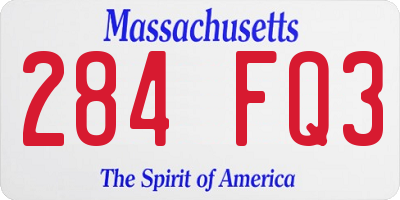 MA license plate 284FQ3
