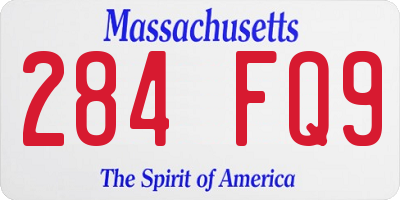 MA license plate 284FQ9
