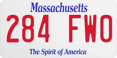 MA license plate 284FW0