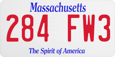 MA license plate 284FW3