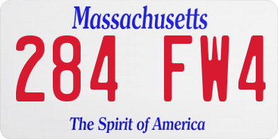 MA license plate 284FW4